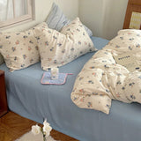 Triogift Soft Pastel Blue Floral Print Bedding Set