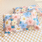 Triogift Pastel Brown Flowers Bedding Set