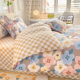 Triogift Pastel Brown Flowers Bedding Set