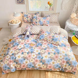 Triogift Pastel Brown Flowers Bedding Set