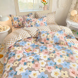 Triogift Pastel Brown Flowers Bedding Set