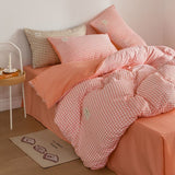 Triogift Mini Plaid Print Pastel Bedding Set