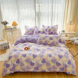 Triogift Pastel Purple Hearts Bedding Set