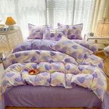 Triogift Pastel Purple Hearts Bedding Set