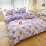 Triogift Pastel Purple Hearts Bedding Set