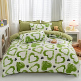 Triogift Green Hearts Bedding Set