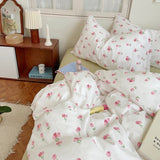 Triogift Soft Pastel Tulip Floral Print Bedding Set