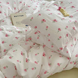 Triogift Soft Pastel Tulip Floral Print Bedding Set