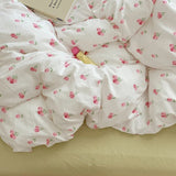 Triogift Soft Pastel Tulip Floral Print Bedding Set