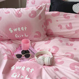 Triogift Sweet Girl Pink Leopard Print Bedding Set