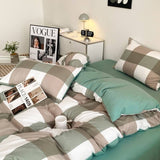 Triogift Large Plaid Print Bedding Set