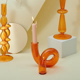 Triogift Color Glass Twisted Candlestick Holder