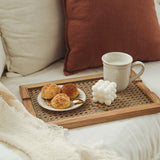 Triogift Bohemian Woven Rattan Wood Breakfast Tray