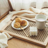 Triogift Bohemian Woven Rattan Wood Breakfast Tray