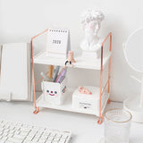 Triogift Aesthetic Desk Rose Gold Storage Rack