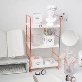 Triogift Aesthetic Desk Rose Gold Storage Rack