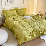 Triogift Ruffled Seersucker Cute Bedding Set