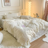 Triogift Ruffled Seersucker Cute Bedding Set