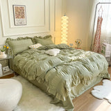 Triogift Ruffled Seersucker Cute Bedding Set