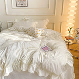 Triogift Ruffled Seersucker Cute Bedding Set