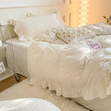 Triogift Ruffled Seersucker Cute Bedding Set