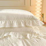 Triogift Ruffled Seersucker Cute Bedding Set