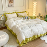 Triogift Ruffled Seersucker Cute Bedding Set