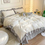 Triogift Ruffled Seersucker Cute Bedding Set