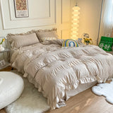 Triogift Ruffled Seersucker Cute Bedding Set