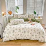 Triogift Sage Green Wildflowers Bedding Set