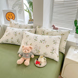 Triogift Sage Green Wildflowers Bedding Set