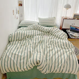 Triogift Minimalist Green Striped Sage Bedding Set