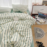 Triogift Minimalist Green Striped Sage Bedding Set