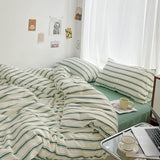 Triogift Minimalist Green Striped Sage Bedding Set