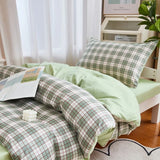 Triogift Sage Green Plaid Dorm Bedding Set