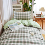 Triogift Sage Green Plaid Dorm Bedding Set