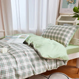 Triogift Sage Green Plaid Dorm Bedding Set