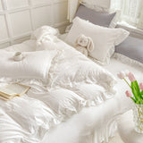 Triogift Soft Crumpled Ruffle Bedding Set