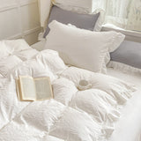 Triogift Soft Crumpled Ruffle Bedding Set