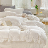 Triogift Soft Crumpled Ruffle Bedding Set