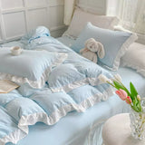 Triogift Soft Crumpled Ruffle Bedding Set