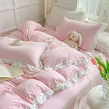 Triogift Soft Crumpled Ruffle Bedding Set