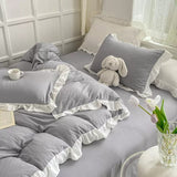 Triogift Soft Crumpled Ruffle Bedding Set