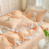 Triogift Soft Crumpled Ruffle Bedding Set