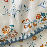 Triogift Stitched Edge Blue Wildflowers Bedding Set