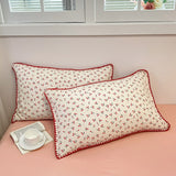 Triogift Stitched Edge Red Cherries Bedding Set