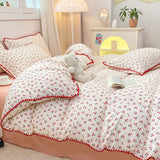 Triogift Stitched Edge Red Cherries Bedding Set