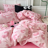 Triogift Sweet Girl Pink Leopard Print Bedding Set