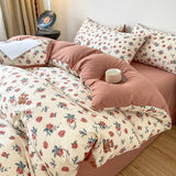 Triogift Vintage Coquette Red Roses Bedding Set