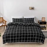 Triogift White on Black Grid Bedding Set